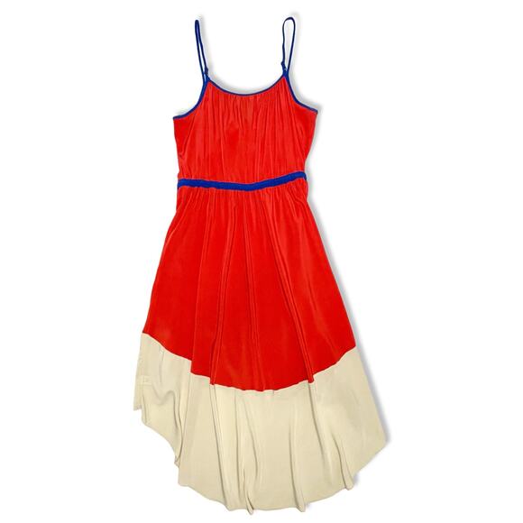 Willow & Clay Red Ivory Colorblock Dress Women’s L High-Low Hem - Picture 5 of 10
